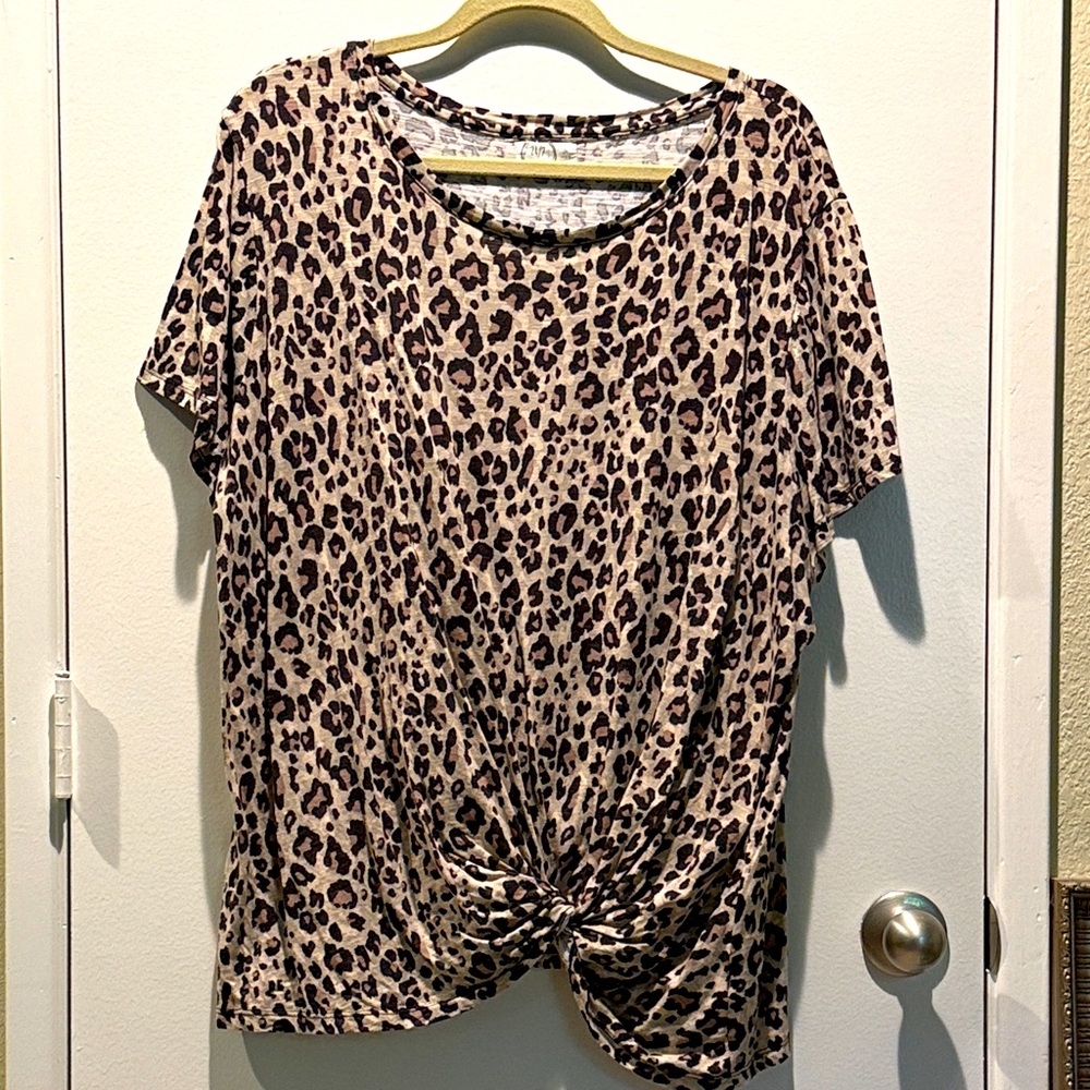 Maurices Animal Print Knot Front Tee